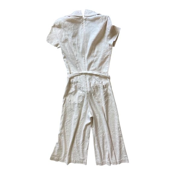 Anthropologie Maeve The Colette Wide Leg Jumpsuit Linen Edition Cream Sz 00 - Picture 4 of 7